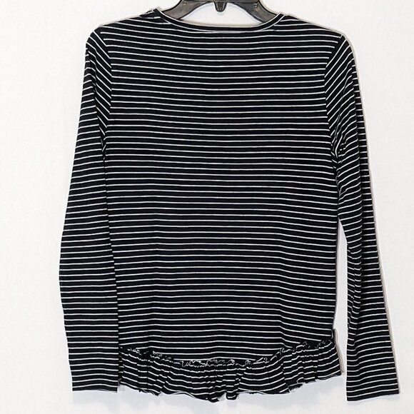 Women's "Banana Republic" Designer Tee" Navy Striped Long Sleeve Top; Size XS - Picture 3 of 5